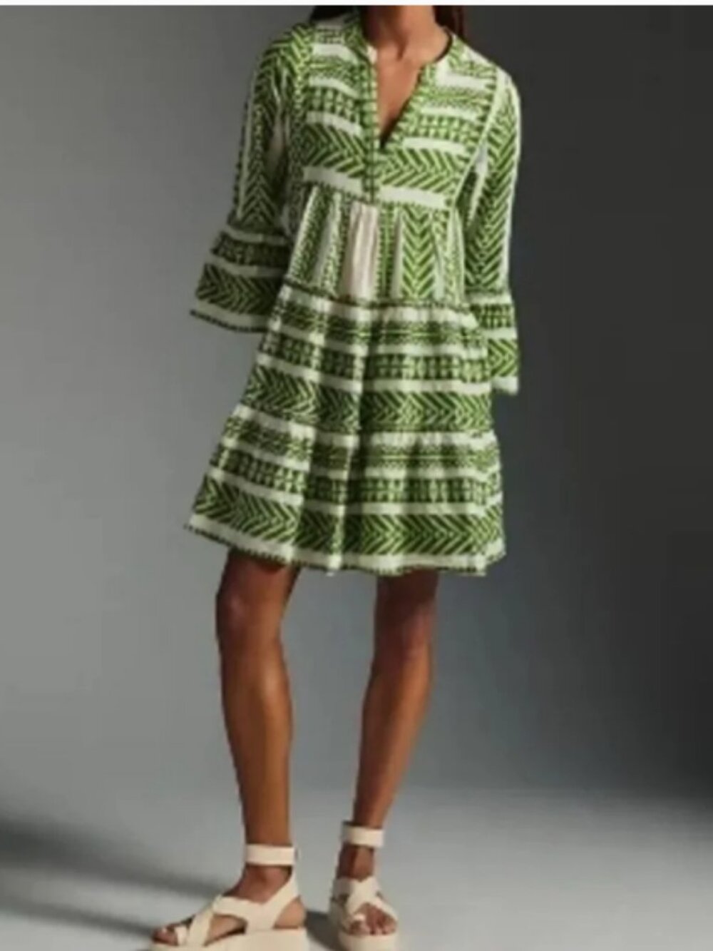 Anthropologie Devotion TWINS Geometric Tiered Mini Dress; NWT; Size Large